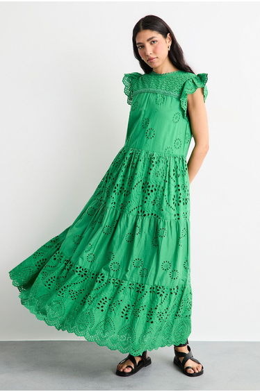 Broderie Mix Tiered Dress