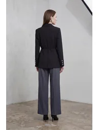 MY FASHION Tie Detail Crepe Blazer Jacket - 1