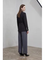 MY FASHION Tie Detail Crepe Blazer Jacket - 3