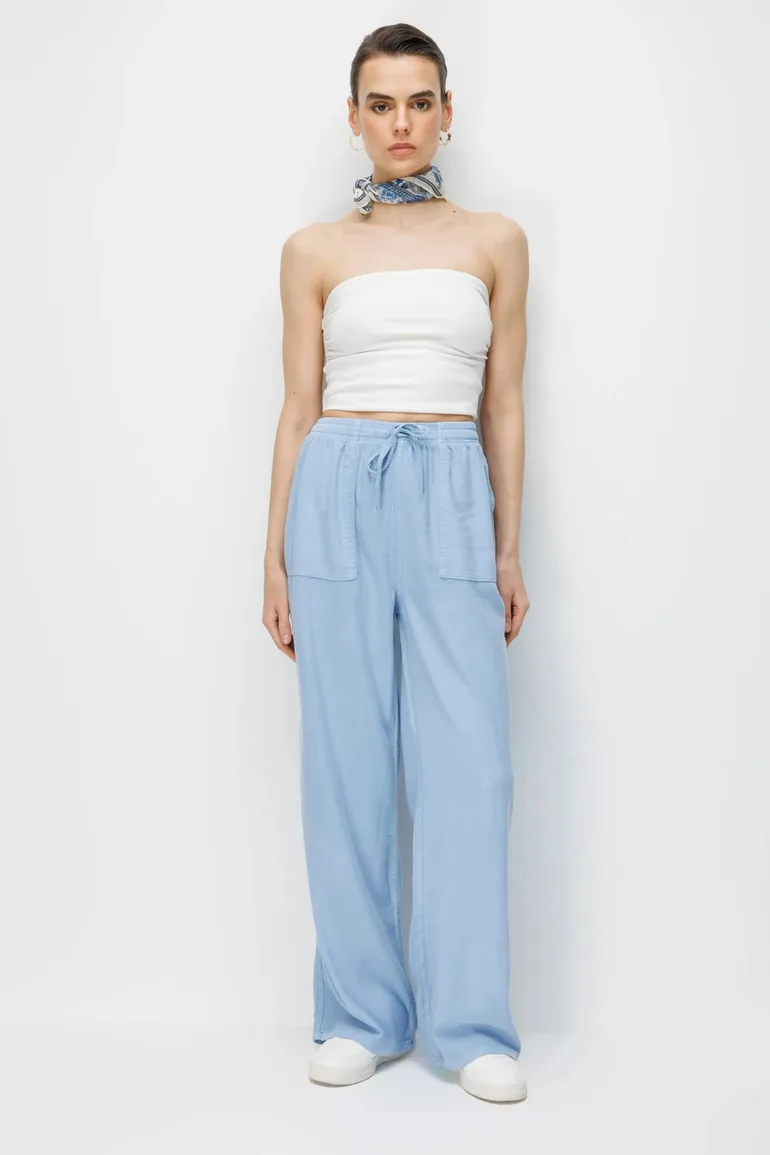 MIXRAY High Waist Wide Leg Palazzo Pants with Drawstring Waist - 1