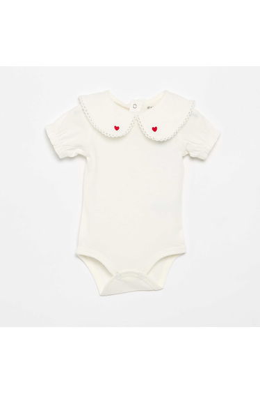 Bodysuit with fancy collar WHITE