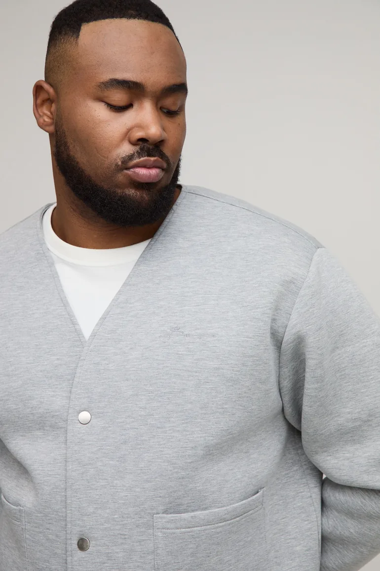 كارديغان بتصميم واسع عريض لون رمادي - للمقاسات الكبيرة - 2