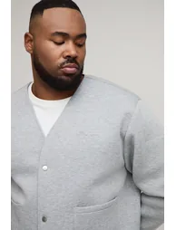 كارديغان بتصميم واسع عريض لون رمادي - للمقاسات الكبيرة - 2