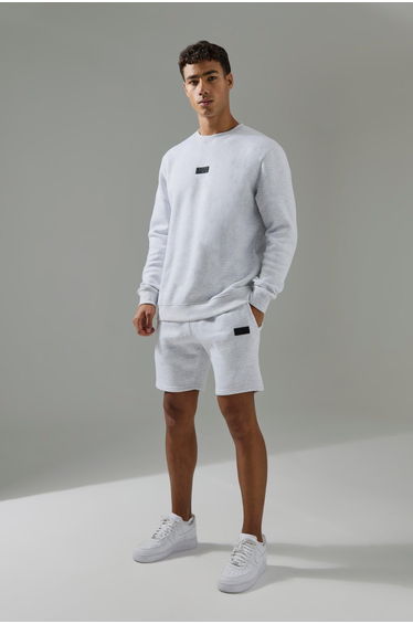 Man Active Sweatshirt & Short Tracksuit - light grey