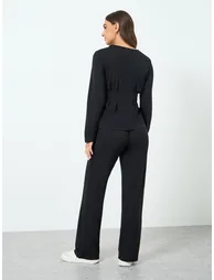 Women Waist-Pleated Top and Joggers Co-Ords - 5