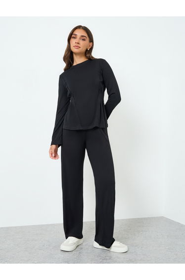 Women Waist-Pleated Top and Joggers Co-Ords