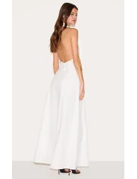 White Button Down Collar Detail Maxi Dress - 1
