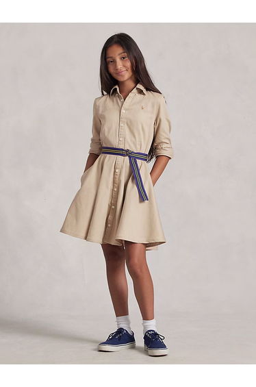 Ralph Lauren Girls Beige Cotton Chino Dress