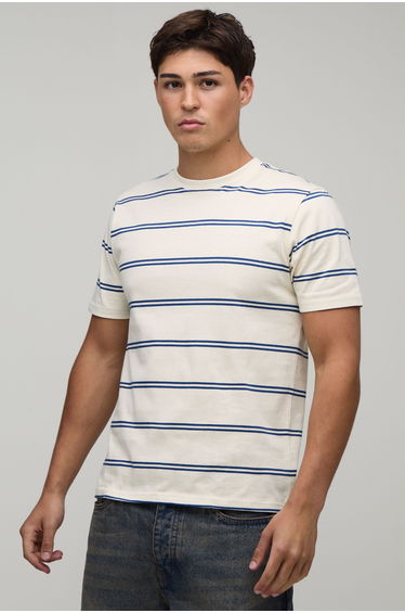 Slim Fit Stripe T-Shirt - ecru