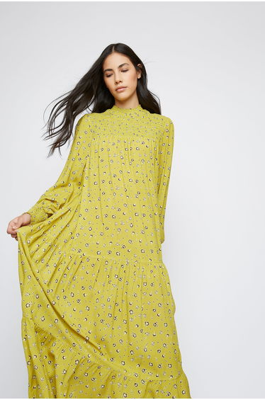 Glamorous Chartreuse Ditsy High Neck Shift Maxi Dress