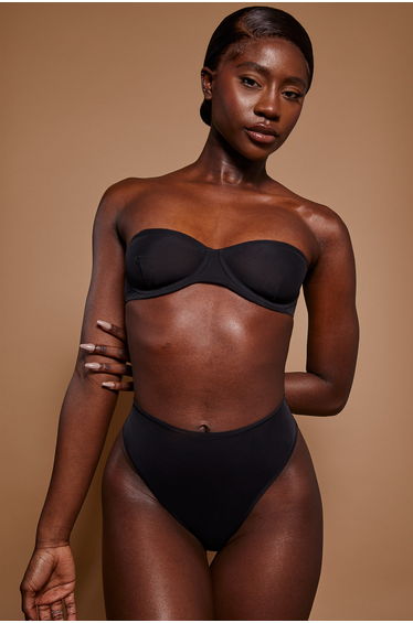 Soft Mesh High Waisted Knicker in Black
