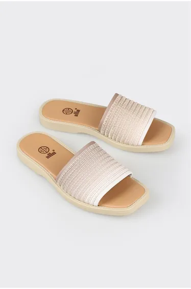 Natural Leather Women's Flat Slippers