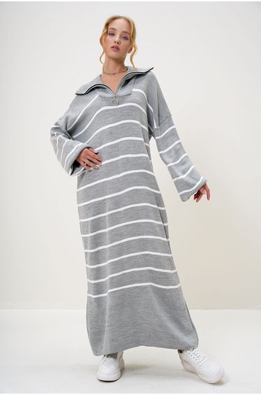 Women's Grimelanj Turtleneck Half Zipper Oversize Maxi Dress