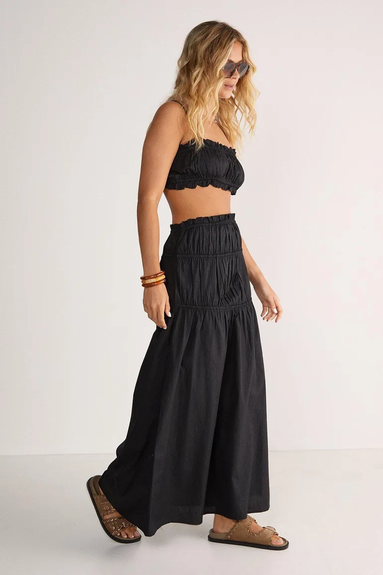 Cotton Poplin Ruched Crop Bralette - 1