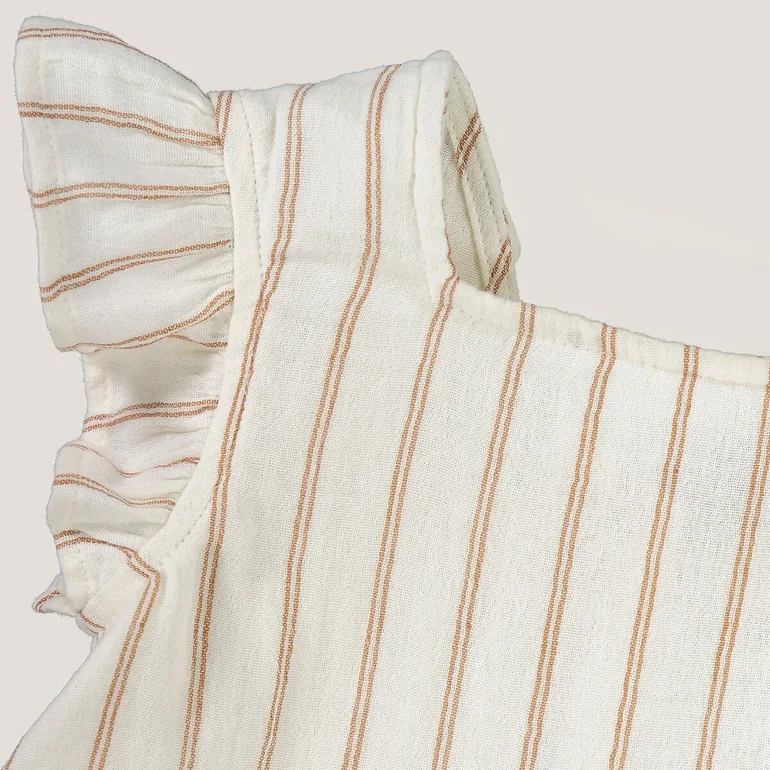 Striped Cotton Ruffled Blouse/Trousers Outfit - 3