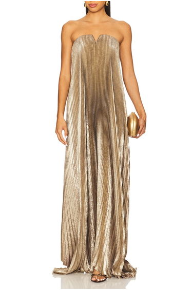 Folcmar Strapless Pleated Maxi Dress