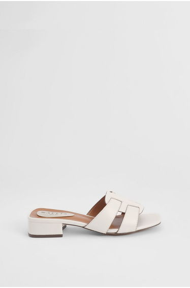 Lyla Faux Leather Interwoven Low Block Heeled Mules