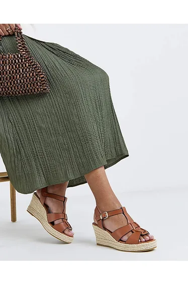 Woven Espadrille Wedges Extra Wide