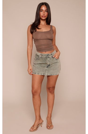 Petite Vintage Wash Denim Mini Skirt