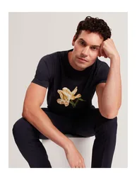 Talyssa Ss Placement Floral T Shirt Navy - 1