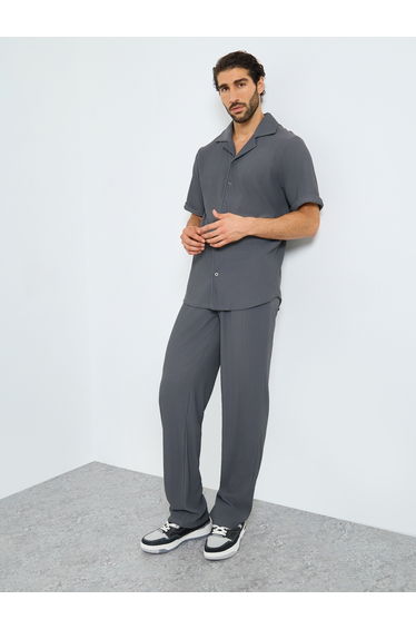 Textured Ribbed Knit Relaxed Fit Shirt and Pants Co-Ords