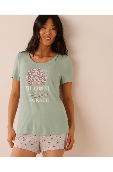 Pink Floral Print Soft Jersey T-shirt