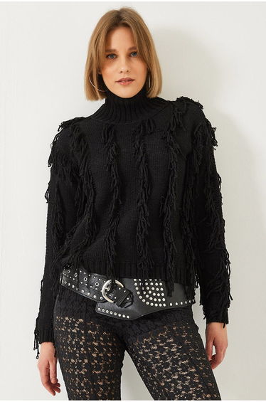 Women's Turtleneck Fringed Knitwear Sweater