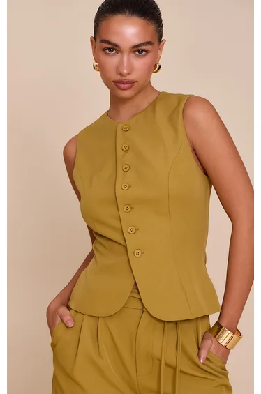 Deep Mustard Tailored Woven Waistcoat