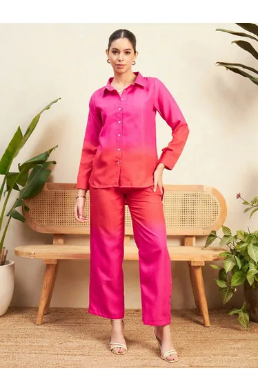 Ombre Look Linen Shirt and Pants Co-Ords