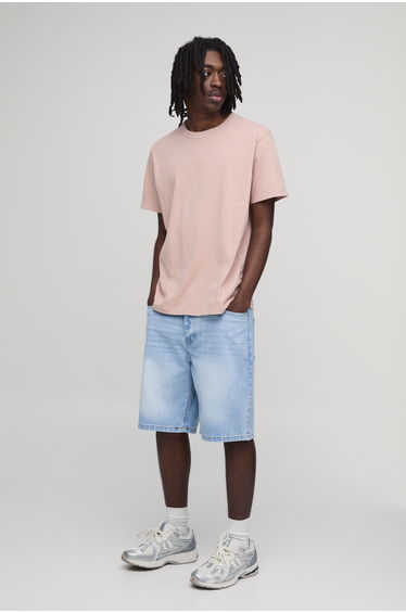 Basic Relaxed Fit Denim Shorts - light blue