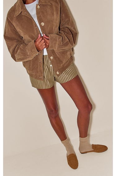 Tan Suede Ruched Round Toe Loafer Mule
