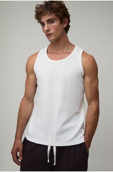 Essential Regular Fit Waffle Vest - white