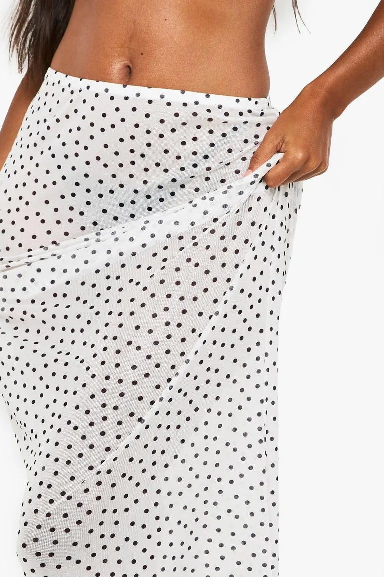 Polka Maxi Beach Skirt - white - 3