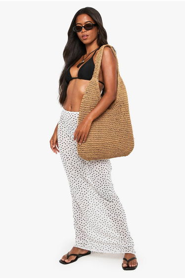 Polka Maxi Beach Skirt - white