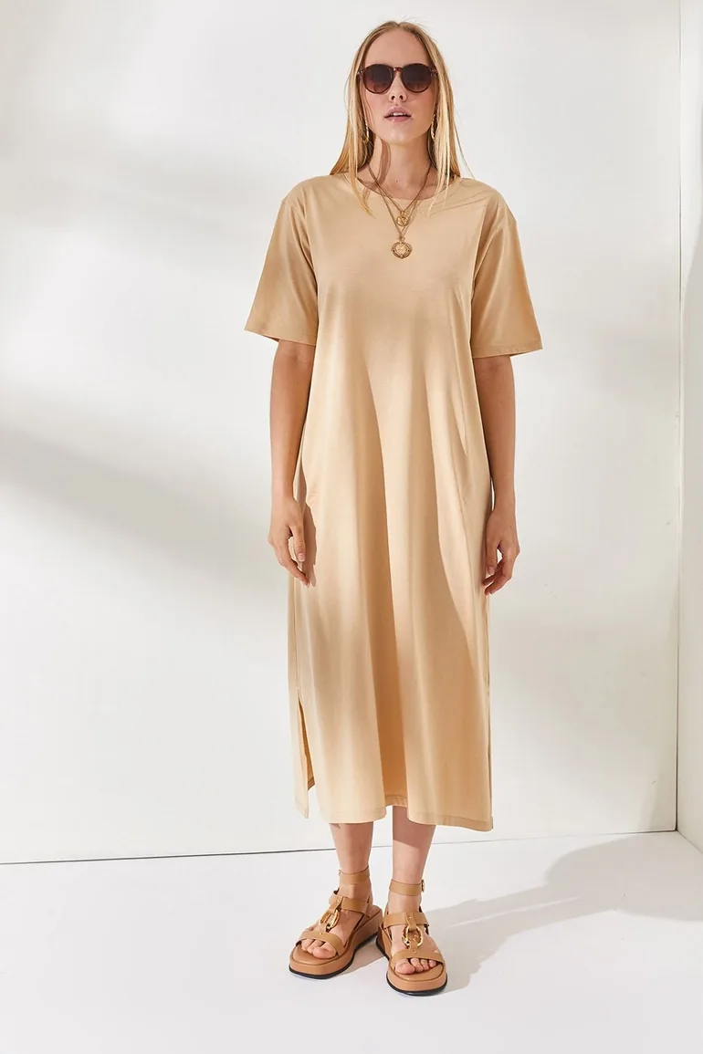 open lace back dress Soft Thick Cotton Oversize T-shirt Dress – Basic Moves main image 0
