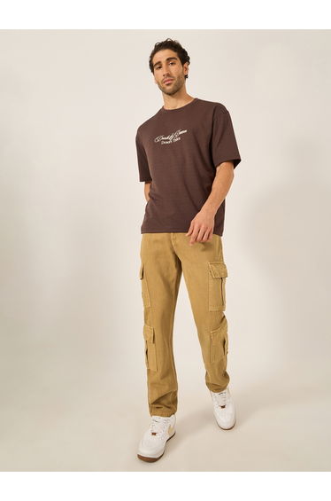 Overdyed Mid Wash Cargo Bootcut Jeans