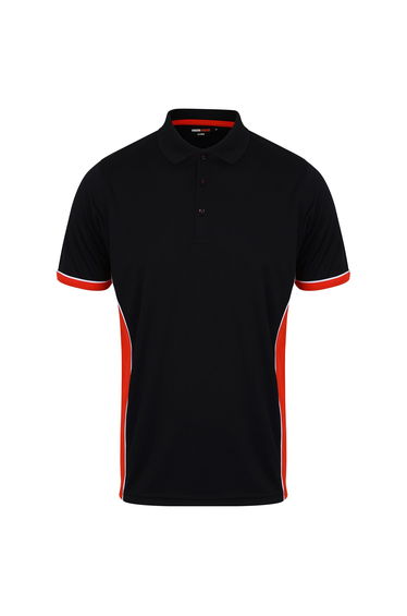 Finden & Hales Mens Contrast Panel Polo Shirt - Black/Red