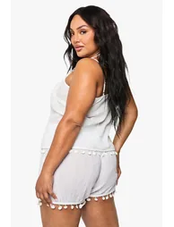 Plus Shell Embellished Beach Shorts - 1