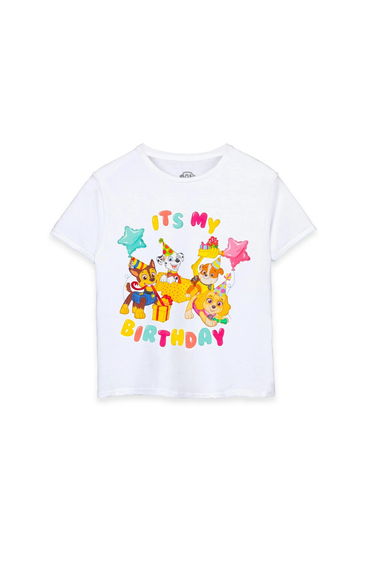 Paw Patrol Childrens/Kids It´s My Birthday Short-Sleeved T-Shirt - White
