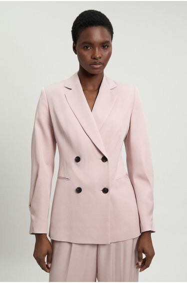 Polished Linen Blend Single Breasted Tailored Blazer
