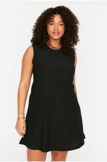 Black Plus A-Line Mini Dress
