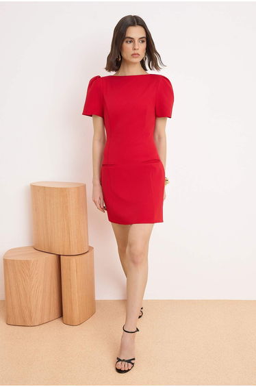 Red Straight Short / Mini Woven Dress