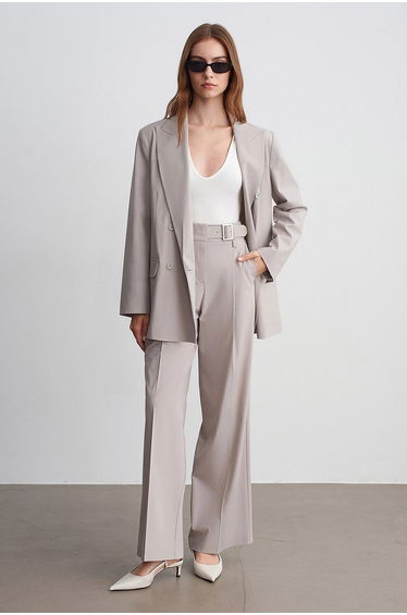 DILVIN Belted Wide-Leg Woven Trousers