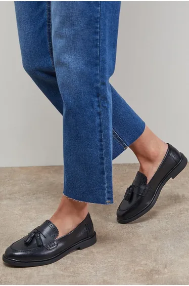 Bunny Leather Brogue Detail Tassel Loafers