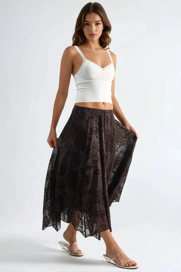 BUSEM Patterned Asymmetrical Maxi Skirt