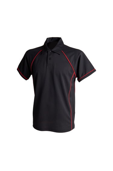 Finden & Hales Mens Piped Performance Sports Polo Shirt - Black/Red
