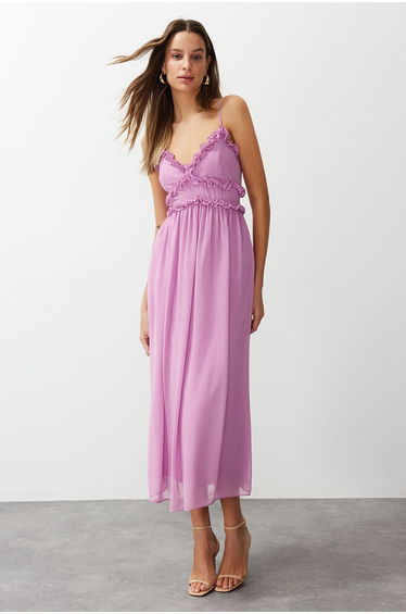 Trendyol Pink A-Line Midaxi Skater Dress