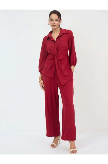 Women Front Twist Top and Trousers Co-Ords