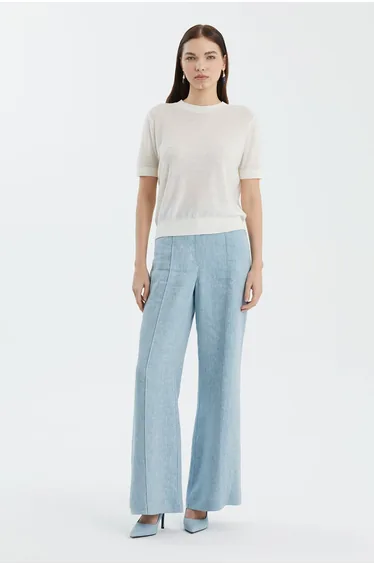 White Wool-Blend Crewneck Knit