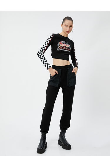 Jogger Sweatpants Zipper Pocket Detail Elastic Waistband